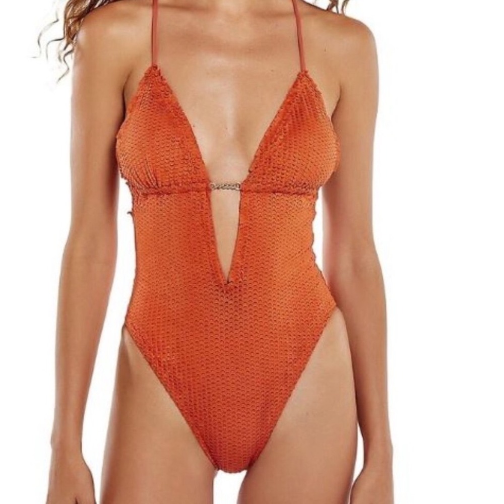 VIX Paula Hermanny‎ Isabela One Piece In Orange Size Small Scale